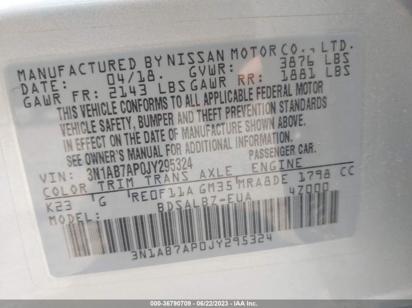 2018 NISSAN SENTRA S - 3N1AB7AP0JY295324