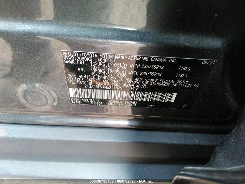 2021 TOYOTA RAV4 XLE PREMIUM - 2T3A1RFVXMW214875