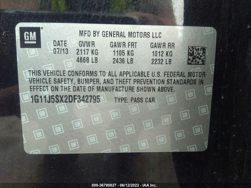 2013 CHEVROLET MALIBU LTZ - 1G11J5SX2DF342795