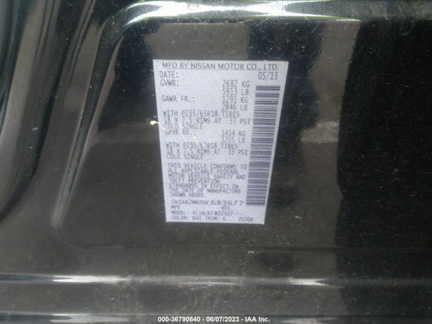 2013 NISSAN PATHFINDER S - 5N1AR2MN3DC683677
