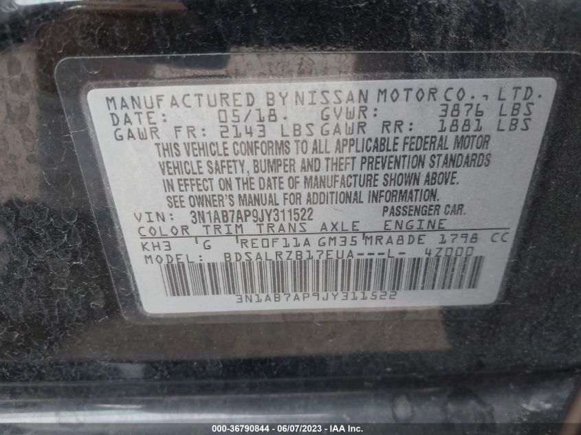2018 NISSAN SENTRA SR - 3N1AB7AP9JY311522