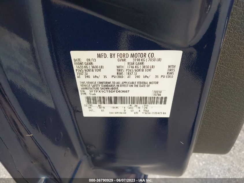 2013 FORD F-150 XL/XLT/FX2/LARIAT - 1FTFX1CT5DFD63687