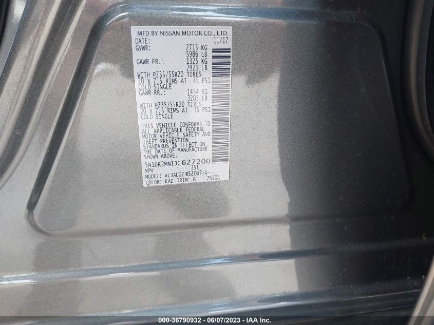 2018 NISSAN PATHFINDER SL - 5N1DR2MN1JC627200