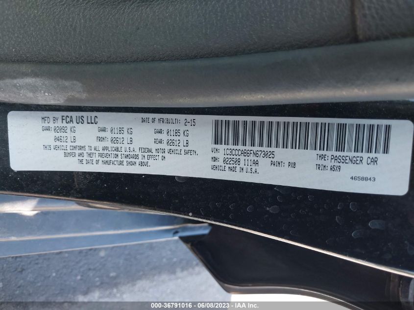 2015 CHRYSLER 200 LIMITED - 1C3CCCAB6FN673025