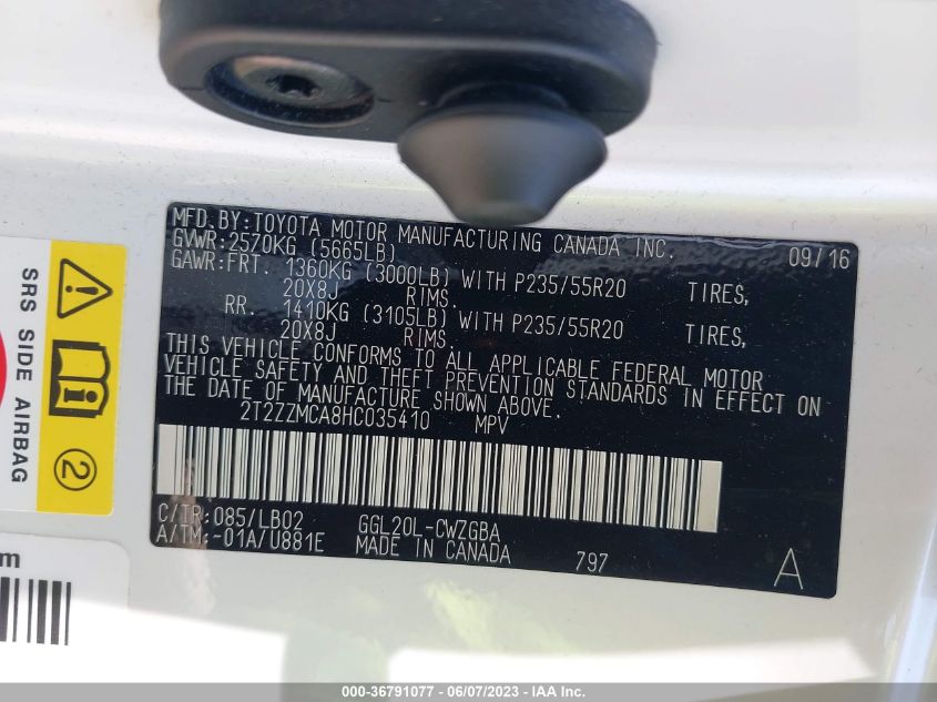 2017 LEXUS RX RX 350 - 2T2ZZMCA8HC035410