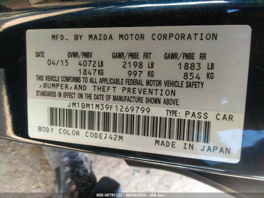 2015 MAZDA MAZDA3 S GRAND TOURING - JM1BM1M39F1269799