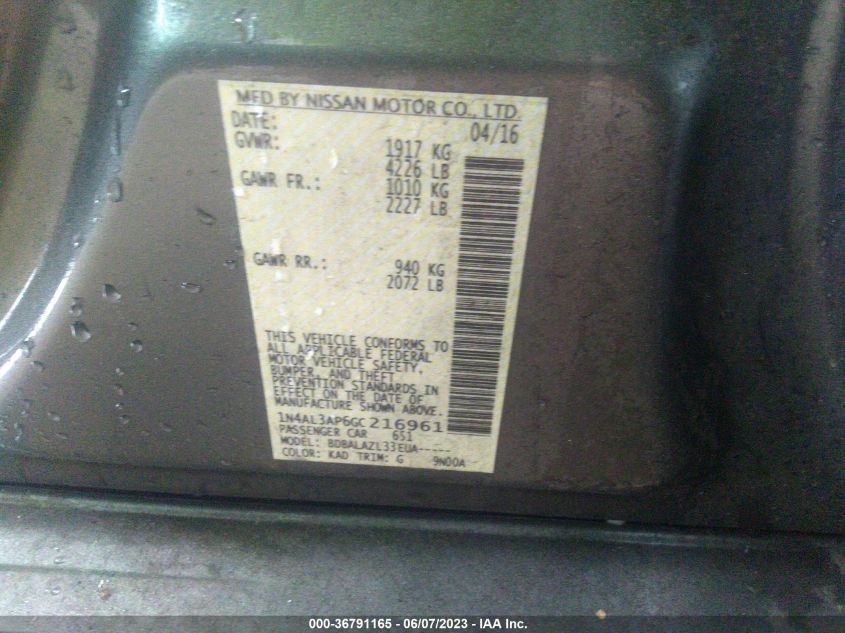 2016 NISSAN ALTIMA 2.5 - 1N4AL3AP6GC216961