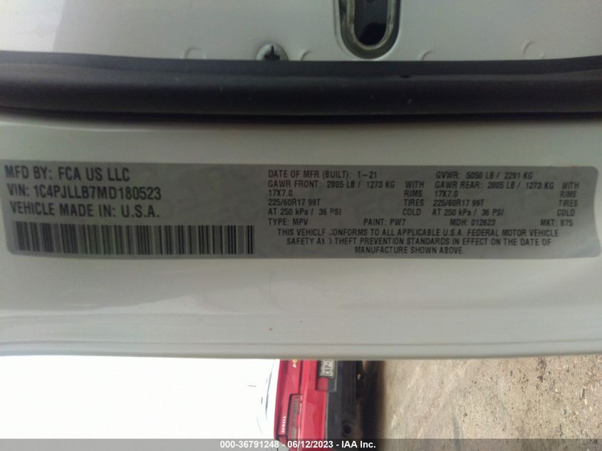 2021 JEEP CHEROKEE LATITUDE PLUS - 1C4PJLLB7MD180523
