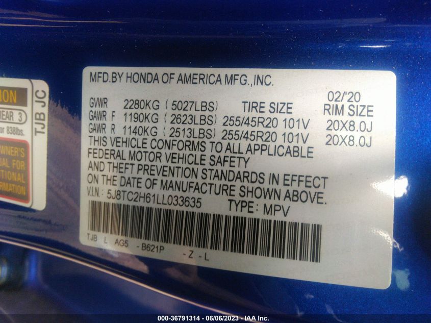 2020 ACURA RDX W/A-SPEC PKG - 5J8TC2H61LL033635