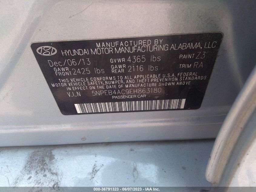 2014 HYUNDAI SONATA GLS - 5NPEB4AC9EH863180