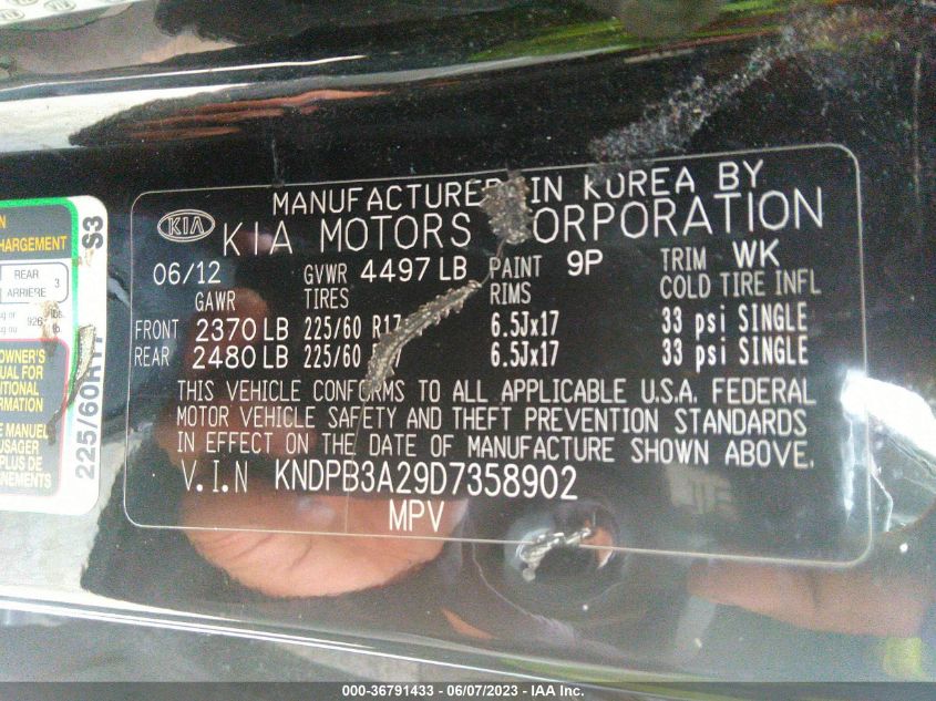 2013 KIA SPORTAGE LX - KNDPB3A29D7358902