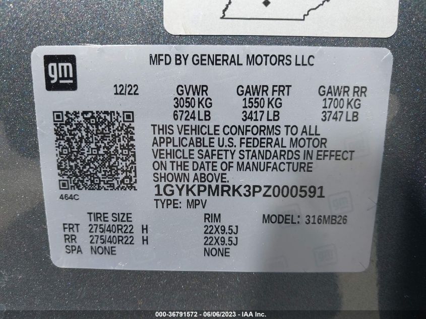 2023 CADILLAC LYRIQ RWD LUXURY - 1GYKPMRK3PZ000591