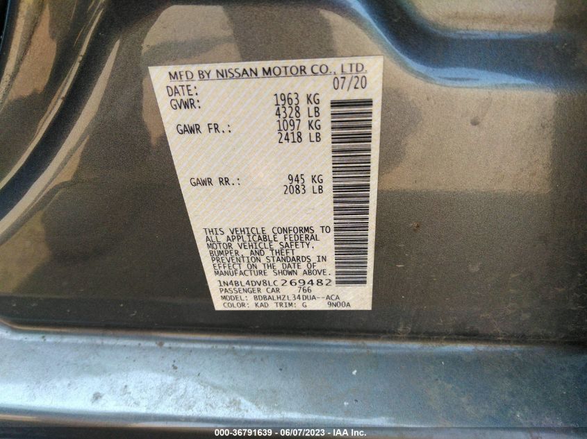 2020 NISSAN ALTIMA SV - 1N4BL4DV8LC269482