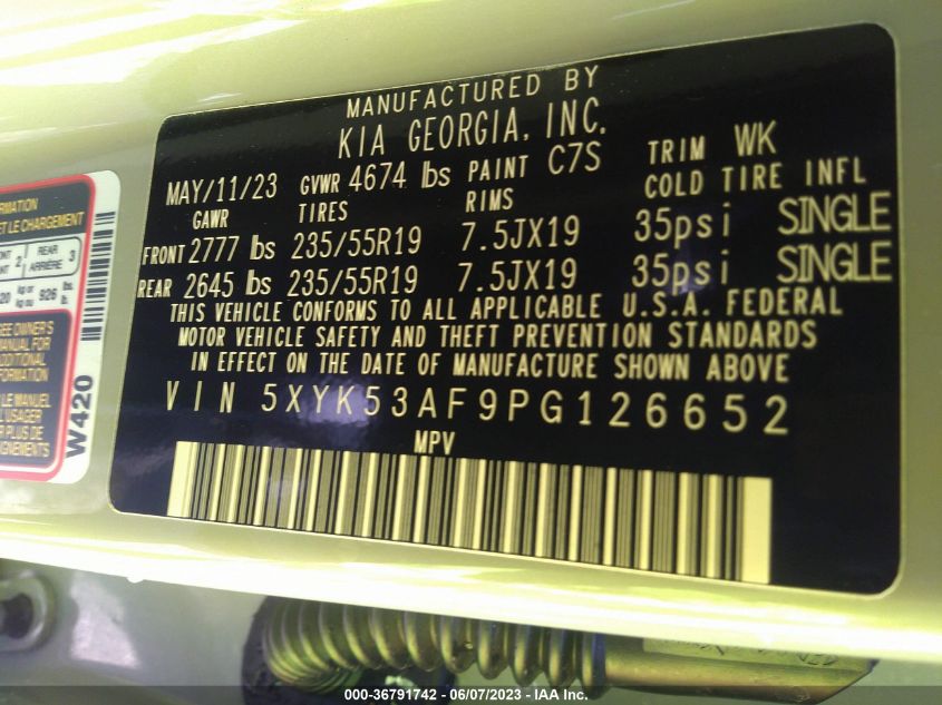 2023 KIA SPORTAGE SX PRESTIGE - 5XYK53AF9PG126652
