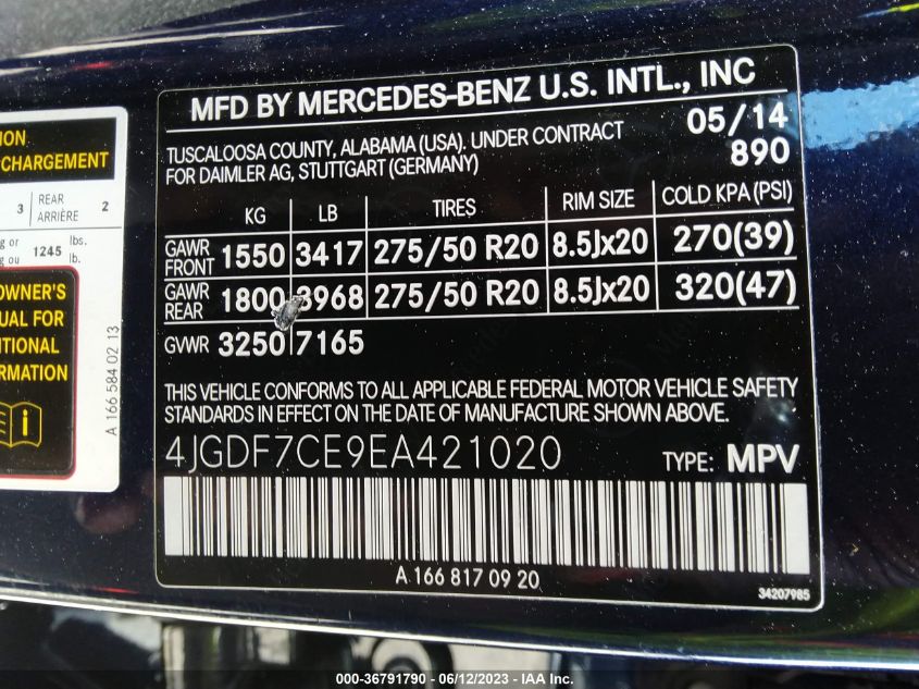 2014 MERCEDES-BENZ GL-CLASS GL 450 4JGDF7CE9EA421020
