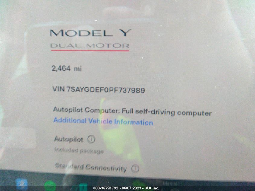 2023 TESLA MODEL Y PERFORMANCE - 7SAYGDEF0PF737989