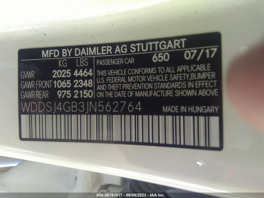 2018 MERCEDES-BENZ CLA 250 4MATIC - WDDSJ4GB3JN562764