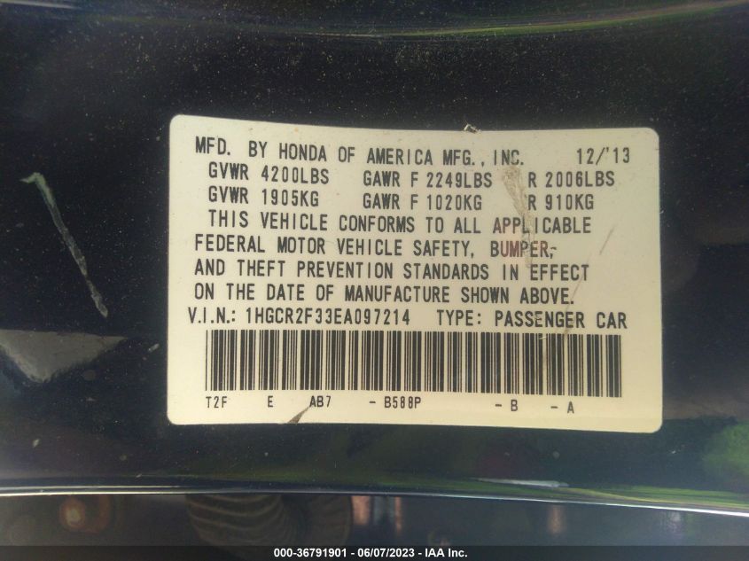 2014 HONDA ACCORD SEDAN LX - 1HGCR2F33EA097214