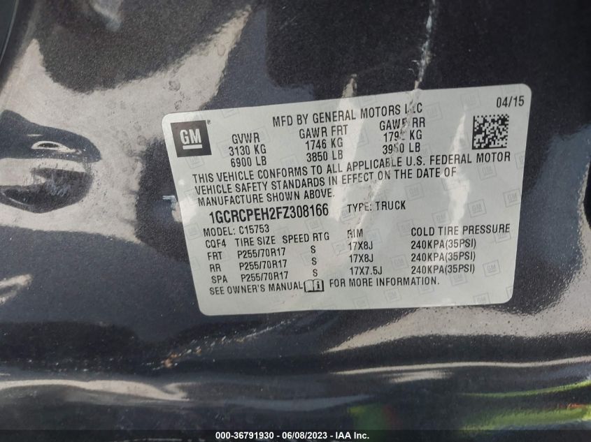 2015 CHEVROLET SILVERADO 1500 WORK TRUCK - 1GCRCPEH2FZ308166