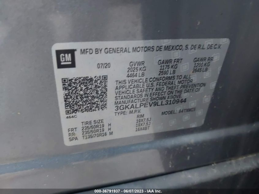 2020 GMC TERRAIN SLT - 3GKALPEV9LL310944
