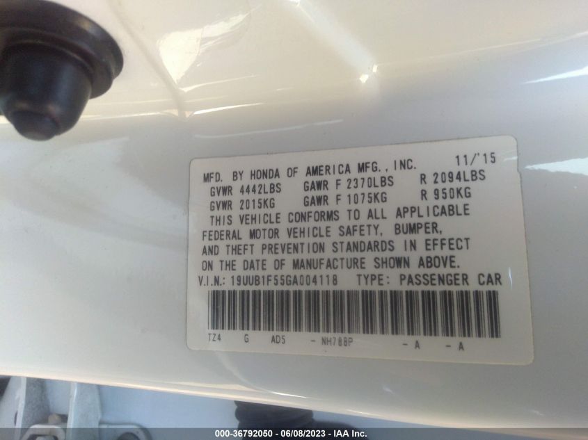 2016 ACURA TLX TECH - 19UUB1F55GA004118