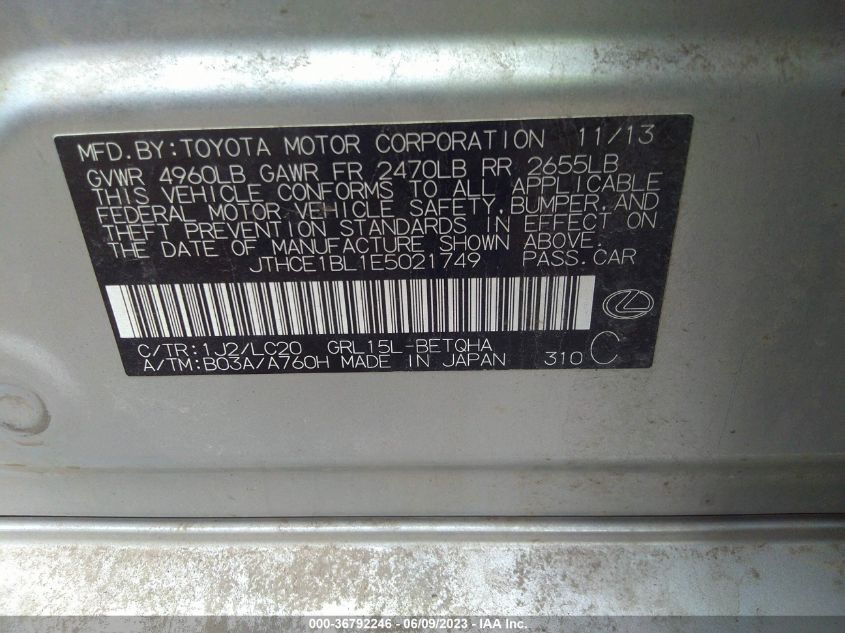 2014 LEXUS GS 350 - JTHCE1BL1E5021749