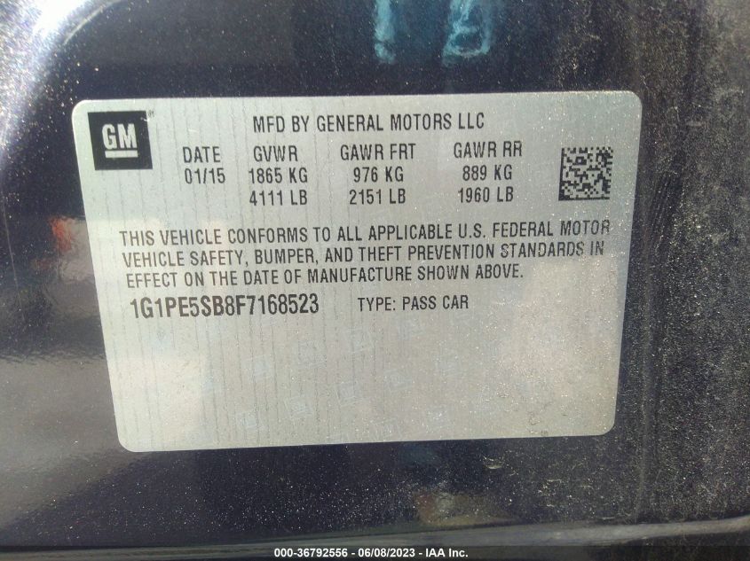2015 CHEVROLET CRUZE LT - 1G1PE5SB8F7168523