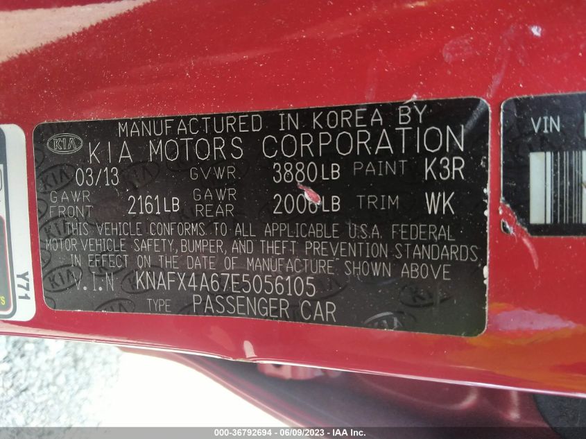 2014 KIA FORTE LX - KNAFX4A67E5056105