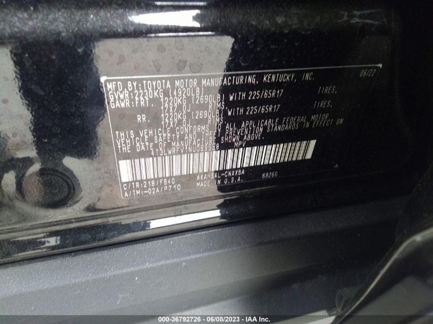 2022 TOYOTA RAV4 HYBRID LE - 4T3LWRFV1NU069558