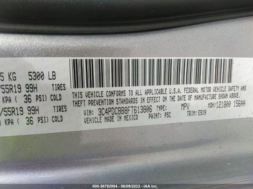 2015 DODGE JOURNEY SXT - 3C4PDCBB8FT613806