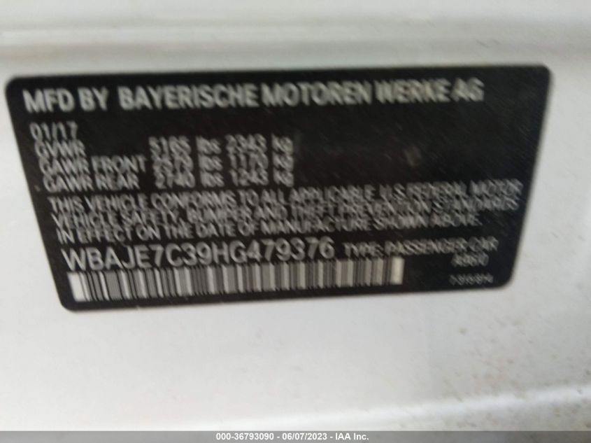 2017 BMW 540 XI WBAJE7C39HG479376
