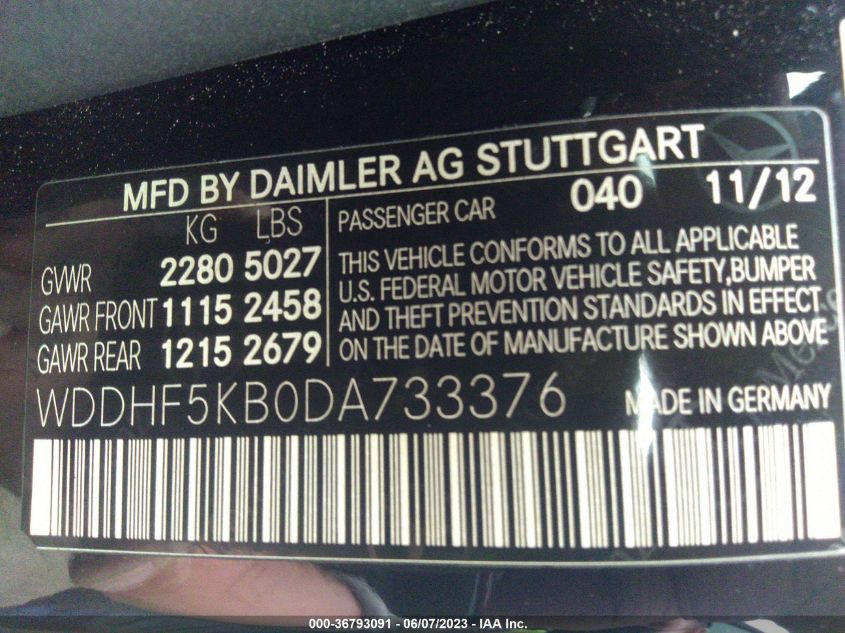 2013 MERCEDES-BENZ E-CLASS E 350 - WDDHF5KB0DA733376