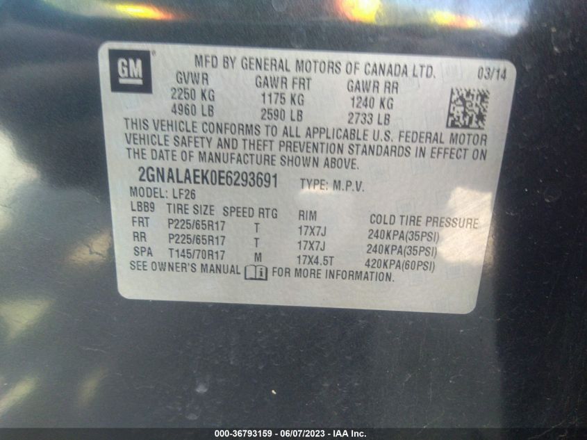 2014 CHEVROLET EQUINOX LS - 2GNALAEK0E6293691