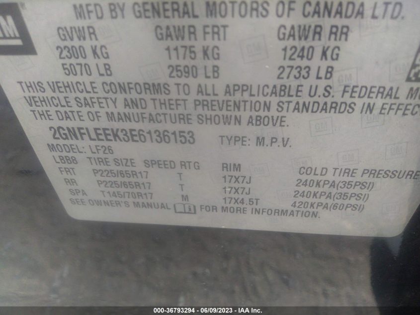 2014 CHEVROLET EQUINOX LS - 2GNFLEEK3E6136153