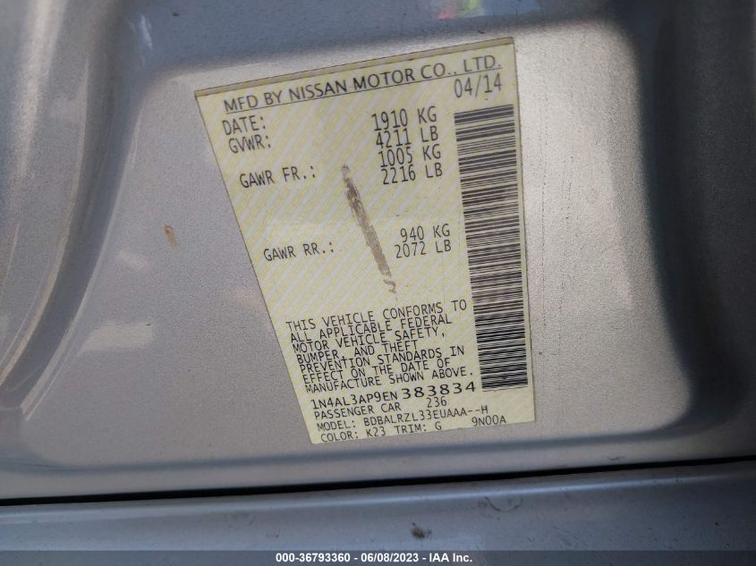 2014 NISSAN ALTIMA 2.5 S - 1N4AL3AP9EN383834