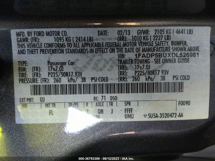 2013 FORD C-MAX HYBRID SEL - 1FADP5BUXDL526981