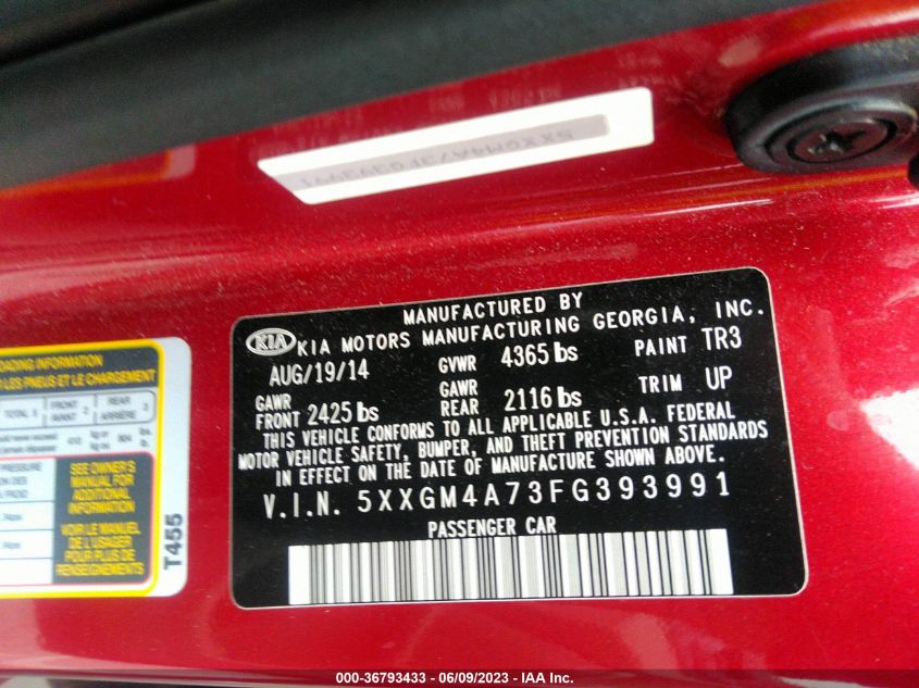 2015 KIA OPTIMA LX - 5XXGM4A73FG393991
