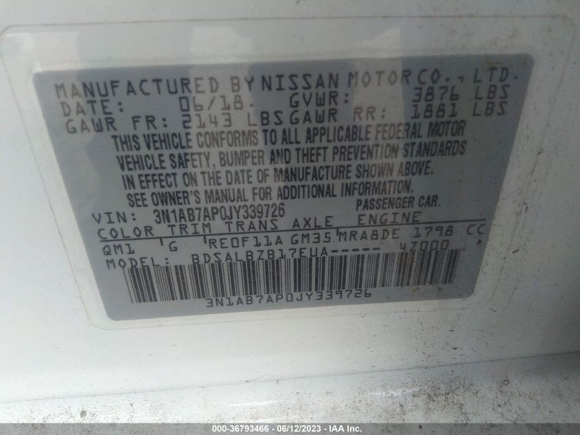 2018 NISSAN SENTRA S - 3N1AB7AP0JY339726