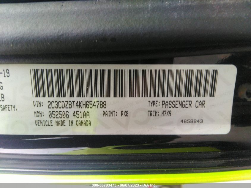 2019 DODGE CHALLENGER R/T - 2C3CDZBT4KH654788