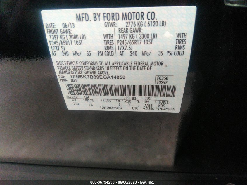 2014 FORD EXPLORER BASE - 1FM5K7B89EGA14856