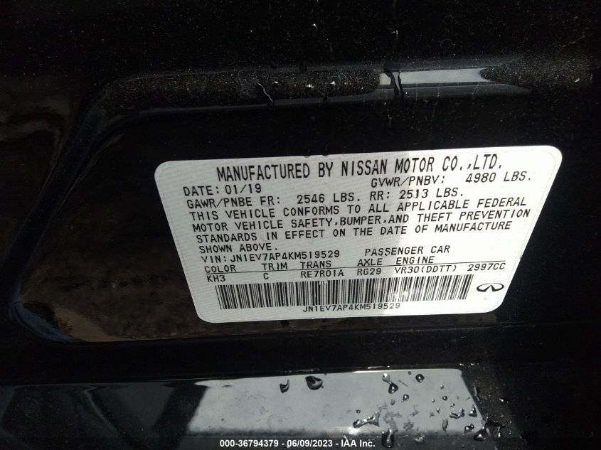 2019 INFINITI Q50 3.0T LUXE - JN1EV7AP4KM519529