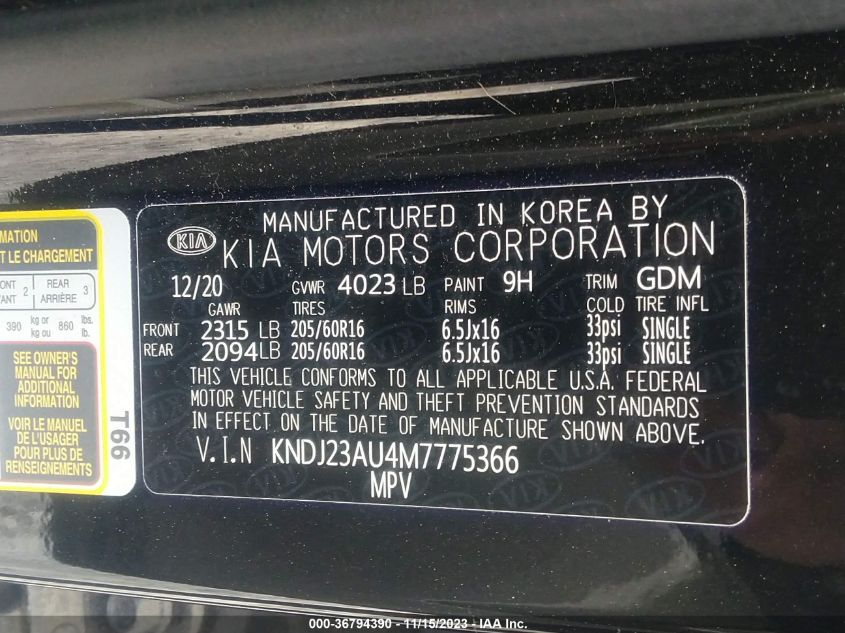 2021 KIA SOUL LX - KNDJ23AU4M7775366