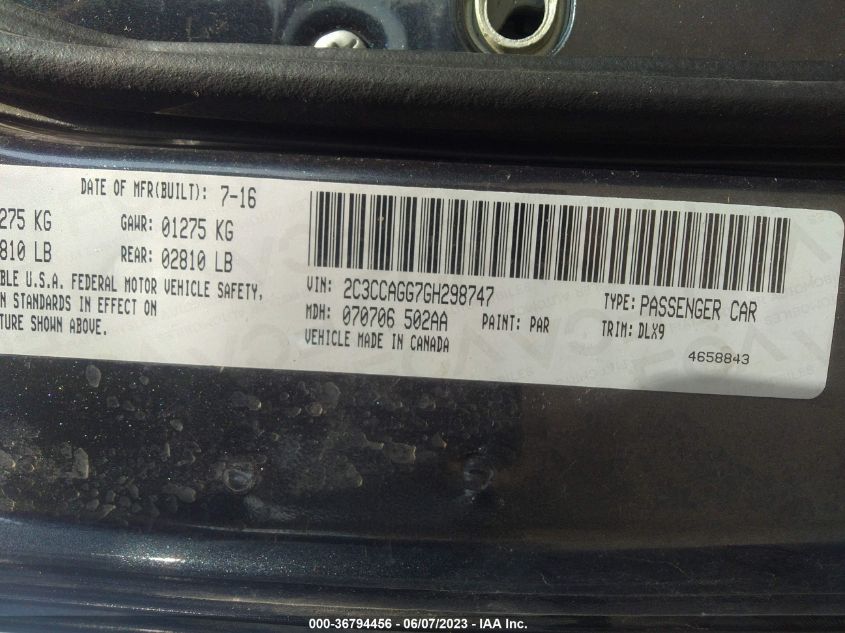 2016 CHRYSLER 300 S - 2C3CCAGG7GH298747