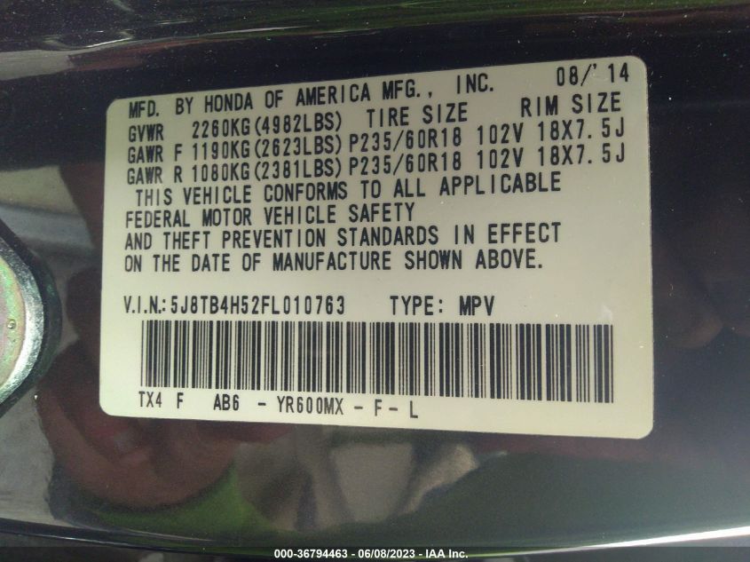 2015 ACURA RDX TECHNOLOGY - 5J8TB4H52FL010763