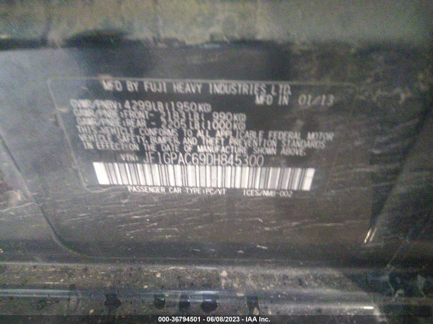 2013 SUBARU IMPREZA WAGON 2.0I PREMIUM - JF1GPAC69DH845300