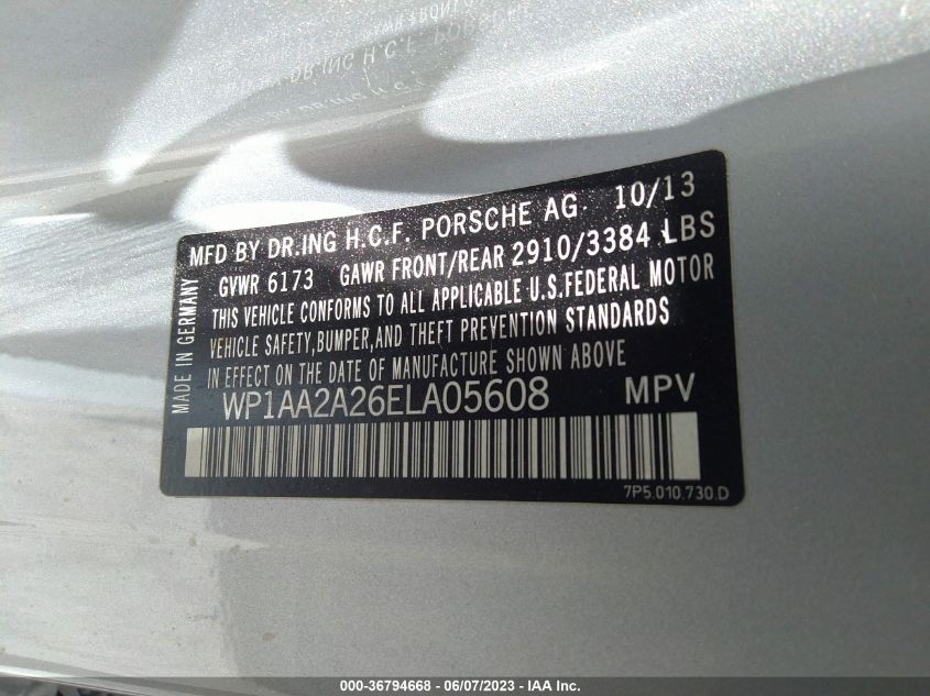 2014 PORSCHE CAYENNE WP1AA2A26ELA05608