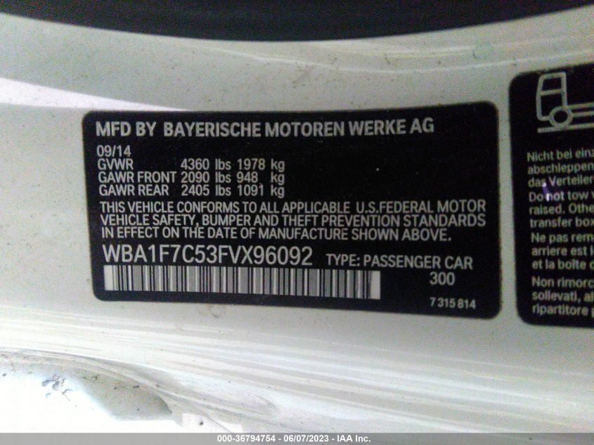 2015 BMW 2 SERIES 228I XDRIVE - WBA1F7C53FVX96092