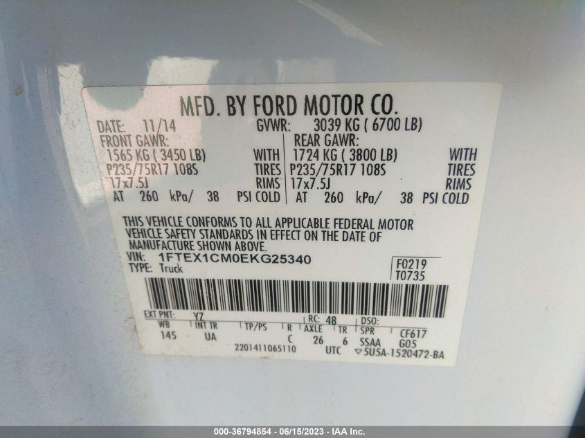 2014 FORD F-150 XL/STX/XLT - 1FTEX1CM0EKG25340