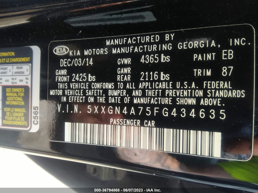 2015 KIA OPTIMA LX - 5XXGM4A75FG434635