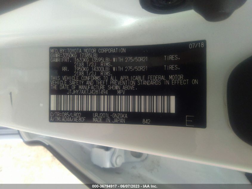 2018 LEXUS LX LX 570 - JTJHY7AX7J4281494